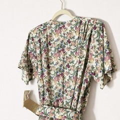 Vintage Deadstock Stuart Alan Floral Midi Dress Pleated Belted Made USA Size 16