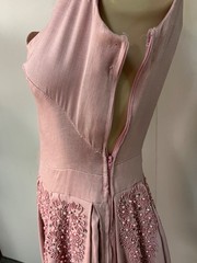 Vintage 1950s Beaded Hips Side Zipper Dusty Rose Faille Cocktail Dress Bust 34