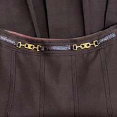 Vintage Celine 70s Wool Horsebit Brown Pleated Skirt