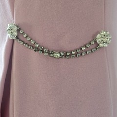 VTG 60s Pink Mini Dress With Rhinestone Detail, S/4, Mock Neck