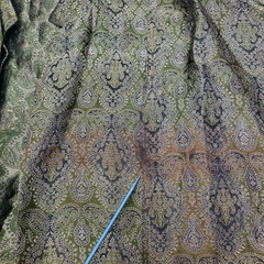 VTG 90s Lorain Croft Green Silk Paisley Jaquard Kimono Style Smoking Jacket