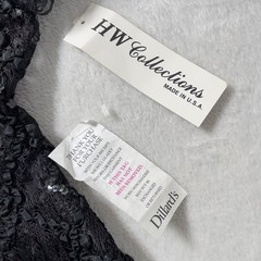 Vtg HW Collections Sequined Lace Overlay Midi Dress Sz S/XS Black Scoop Back