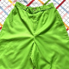 Vintage 1970s Ginger Tree Lime Green Wide Leg High Waisted Pants Womens Size XXS
