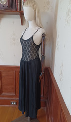 Vintage 1980s/1990s Petra Fashions Black Lace Gothic Witchy Slip Dress