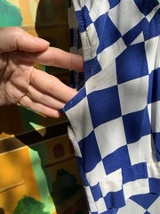 1970’s Checkerboard Print Blue and White Dress