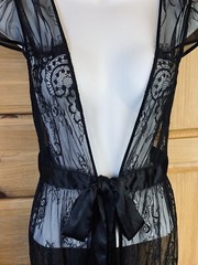 Victoria’s Secret Vintage Romantic Black Lace Robe- Beautiful Boho Lace Top