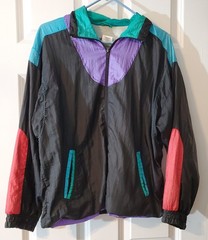 Vtg 90s Active Stuff Windbreaker Jacket Medium Petite Colorblock Nylon Swishy