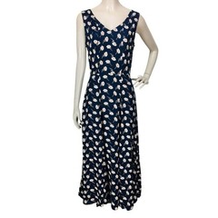 VTG 90s Nostalgia Black Floral Sleeveless Button-Down Grunge Prairie Maxi Dress