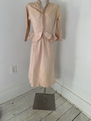Vintage 40s Mary Muffet Pink Peplum Victory Suit As Is AMAZING