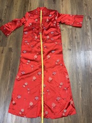 Vintage Peony Shanghai Chinese Robe Floral Asian Red Satin 34