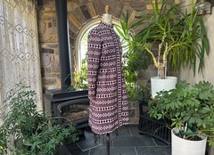 Vintage 1970s Maroon and Gray Textured Double Knit Coat Domani Knits
