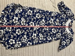 Vintage Hilo Hattie Hawaiian Dress M Blue Hibiscus Floral Made In Hawaii Cotton