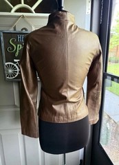 Vintage 90s/Y2K Brandon Thomas bronze leather zipper moto jacket, size small