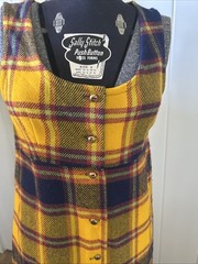 Vintage 1960’/70’s Fritzi Of California Plaid Wool Button Front Maxi Dress