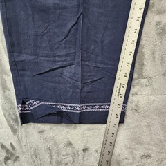 Vintage Dressbarn Pants Womens 22W Blue Silk Linen Blend Crop Capri Embroidered