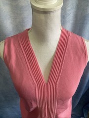 CC Hughes Vintage Sleeveless V-Neck Blouse Pink Pleated Rayon Blend Large EUC