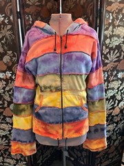 Vtg Hippy Chick Bohemian Tie Dyed Full Zip Up Hoodie Made In Nepal Womens XL