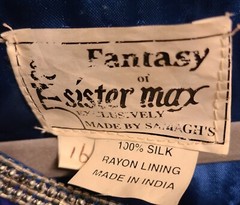 VTG Fantasy of Esister Max Womens 100% Silk Beaded 3pc Skirt Suit sz 16