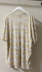 Y2K LA Gold Plus 2X Yellow White Floral Stripe Top Women’s Plus Vintage Tee
