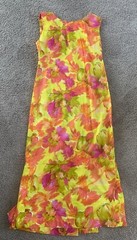Vintage Hawaiian Togs Orange/Yellow Floral/Tropical Aloha Sheath Dress 38″ Chest