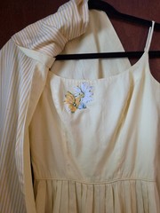 1950’s Vintage Yellow White Striped Zip Cotton Fit & Flare Sundress XS
