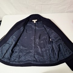Vintage J. Crew Wool Blend Full Zip Jacket Blue Black Coat Womens Petite Small
