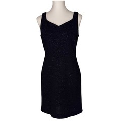 David Warren Petites Vintage 90s Black Shimmer Cutout Back Cocktail Dress 8P