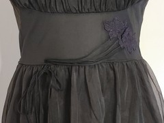 Vintage Black CHIFFON Teddy Gown Peignoir Set Shadowline Gothic Babydoll sz 34