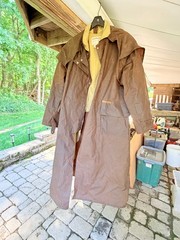 Old Vtg Brown Claybourn Oil Skin Cotton Horse Riding Coat Jacket Sz 76 Australia
