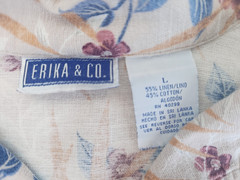Vintage 90s Erika & Co. Womens Floral Linen Pockets Tank Top Vest Sri Lanka Sz L