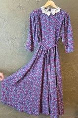Vintage Jane Schaffhausen Belle France Purple Floral Dress Lace Collar Size 4