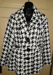 Vintage Blazer Coat Candies Size L 80s 90s Black Ivory Big Houndstooth Buckle