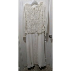 Vintage JKARA Beaded Ivory Lace Beaded Top & Layered Bottom Dress Women’s 10