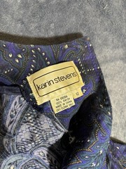 Karin Stevens Vintage Paisley Geometric Top & Skirt Set Purple Blue Size 12