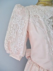 Vtg 80s Gunne Sax Pink Taffeta Lace Tea Dress Prom Wedding Tulle Crinoline 10