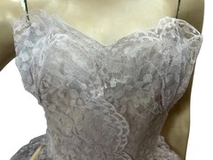 Vtg 50s Sz S 34 B 25 W Lavender Blue Prom Gown Dress Cupcake Strapless