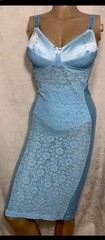 38 40 DD Tight Vintage Satin Lace Bra Girdle Full Slip Spandex Shaper