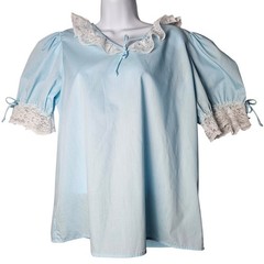 VTG 70s Partners Please Malco Modes Blue Lace L Ruffle Collar Prairie Coquette