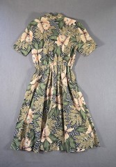 Vintage Tabby of California Dress Womens 6 Green Floral Safari Midi Flare 80s