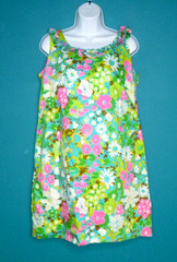 Vtg 60s Rhapsody By Glazier Cotton Flower Power Shift Dress Sz S/M