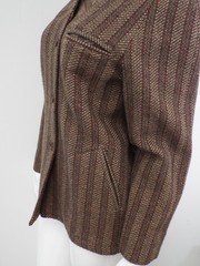 Vintage 1980s Thierry Mugler Wool Tweed Blazer Jacket 40 Italy Brown Red