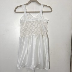 Vintage Basic Image Lace Mini Slip Dress Size M White V Neck Romantic