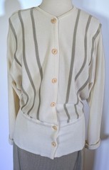 Vintage 80s Medici Sport Knit Skirt Set Made in Italy Cream Cardigan Midi Skirt