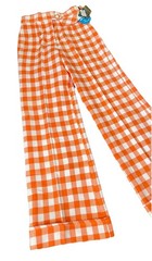 NWT Vintage 70s Bell Bottoms Wide Leg Pants ORANGE Check MISS HOLLY Japan 10 Pet