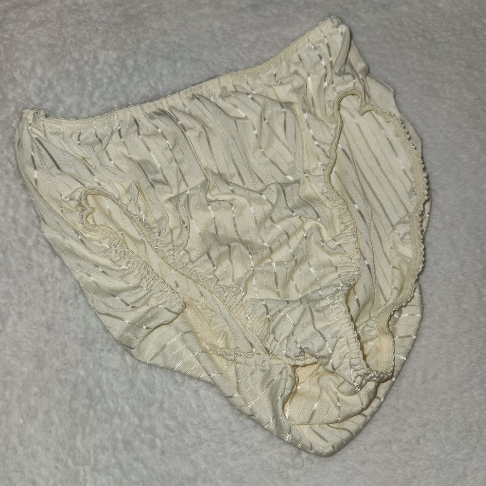 Vintage Warner’s Bright stripes Panties USA Sz 6 Cream Bikini Brief