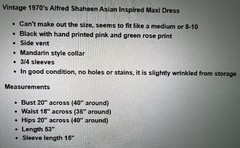Vintage Alfred Shaheen Asian Inspired Hand Printed Rose Maxi Dress Signed