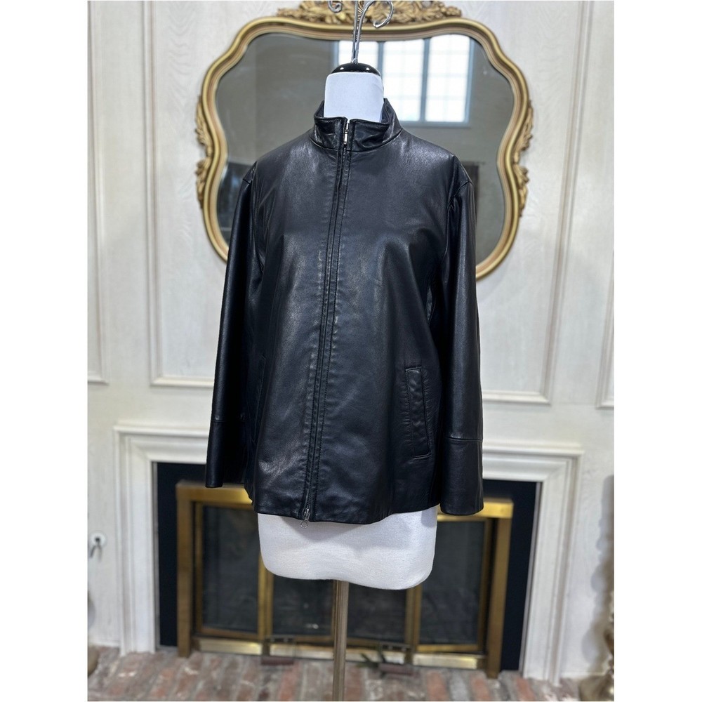 Eddie Bauer Leather Jacket size XXL Vintage Minimalist Gorpcore Indie Sleaze