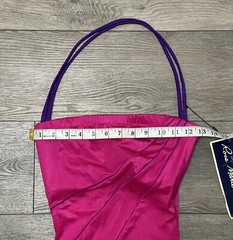 Vtg 80’s NWT Rose Marie Reid Rose Purple Stripe Accent Halter Swimsuit XS/S