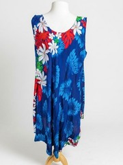 Vintage 90s Tropical Beach Umbrella Sundress Rayon Cover Up Loose Flowy Maxi