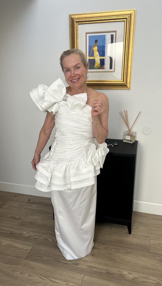 1990’s New $530 Julie Duroche After 5 White Diamond Wedding Prom Dress Dynasty 8